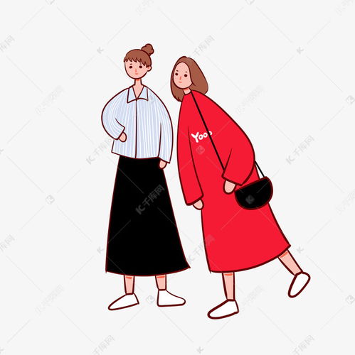 手绘卡通矢量简约3.8女神节可爱逛街的女生素材图片免费下载千库网