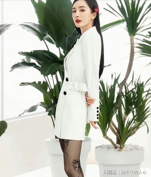 杨幂变得越来越知性了,黑色卡通丝袜搭配白色西服变身职场女王