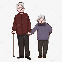 老人夫妻老伴儿手绘插画psd素材图片免费下载千库网