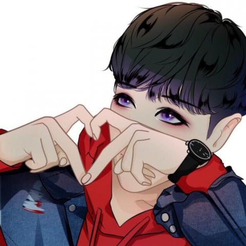 红底情侣头像一男一女动漫快手专用清晰头像尺寸480x480图