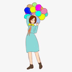 蓝色裙子少女和气球设计图图片素材其他格式下载动漫人物大全
