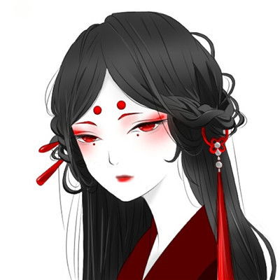 红色头像女生卡通古风