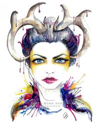 monaparvin水彩人物插画