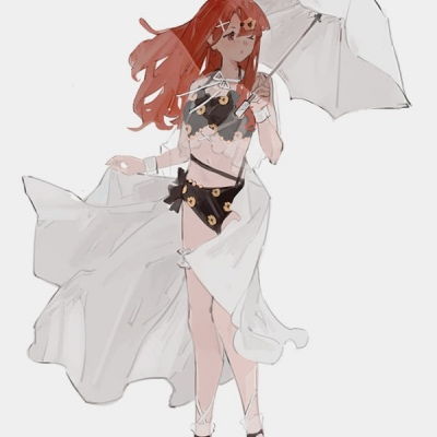 江孑一组唯美卡通少女人物插画