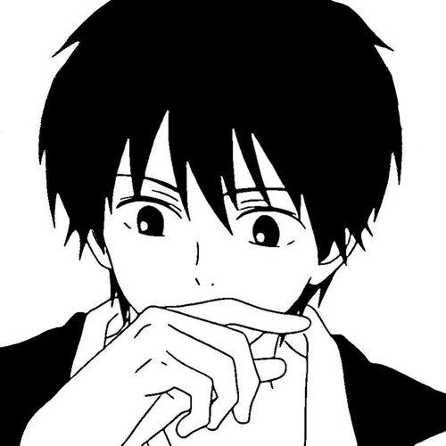 动漫头像黑白线条动漫男生头像