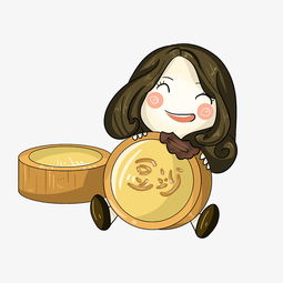 吃月饼女孩手绘插画图片素材其他格式下载动漫人物大全