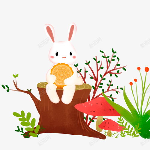 手绘卡通小白兔吃月饼免费下载页面网页平面电商创意素材祝福素材