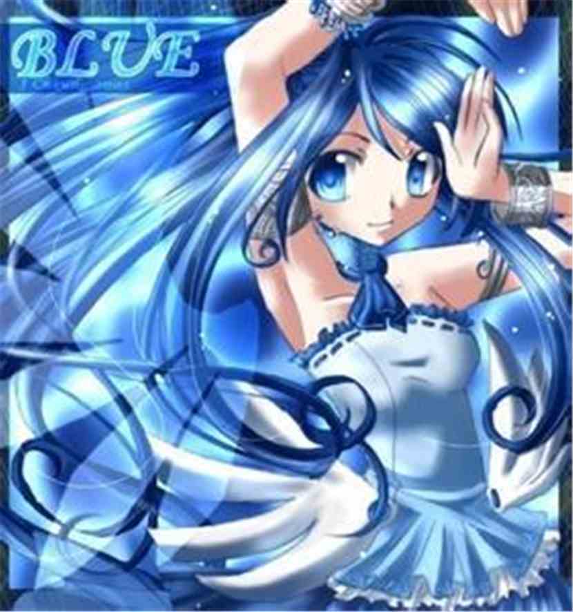女生可爱头像卡通蓝色发型