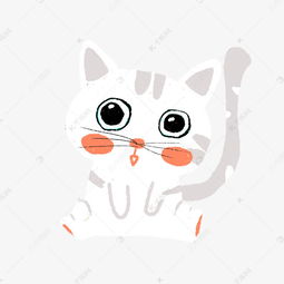 小白猫手绘卡通插画素材图片免费下载高清psd千库网图片编号11241559