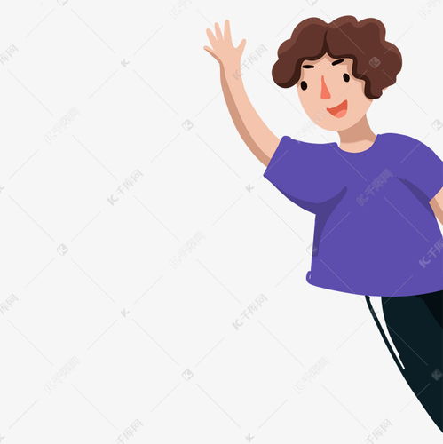 招手的短发女孩卡通png素材图片免费下载千库网