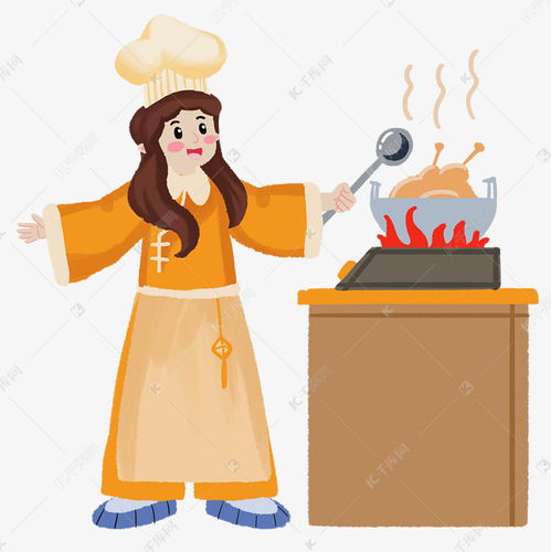 烧菜做饭的女厨师人物形象素材图片免费下载千库网
