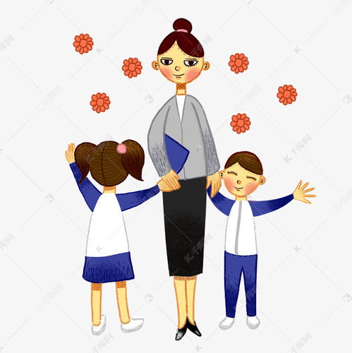 手绘卡通可爱教师节老师和学生素材图片免费下载千库网