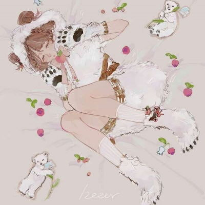江孑一组唯美卡通少女人物插画
