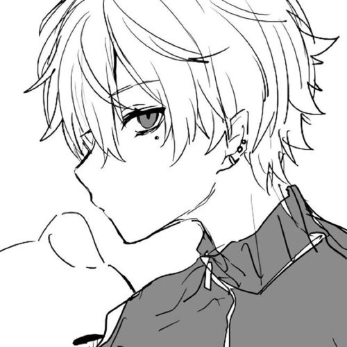 素描风黑白动漫男头