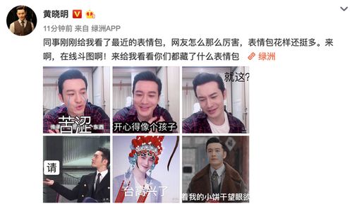 黄晓明绿洲晒自己的表情包