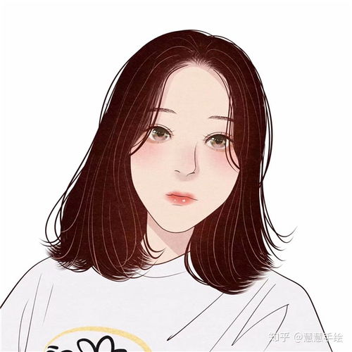 手绘头像女可爱短发侧面手绘头像女生唯美简约手绘头像女
