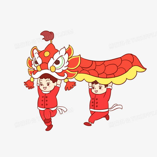 新年男孩舞狮手绘卡通元素png图片素材免费下载psd格式20002000像素熊猫办公