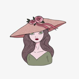 手绘卡通欧美复古风戴大礼帽女孩胸像图片素材其他格式下载动漫人物大全