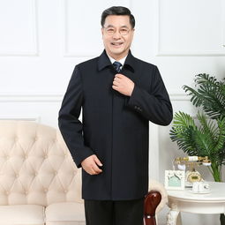 汤河之家2019春秋季男士中老年夹克男商务男装外套茄克简约宽松翻领爸爸装b