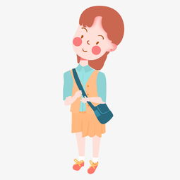q版提包戴帽子的时尚小女孩卡通造型手绘图片素材其他格式下载动漫人物大全