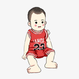 穿篮球运动衣的婴儿手绘卡通插画图片素材其他格式下载动漫人物大全