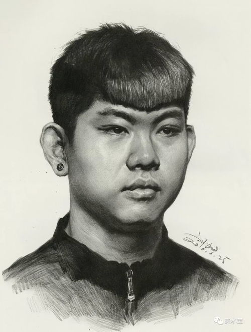 素描头像男青年正面及34侧面步骤详解