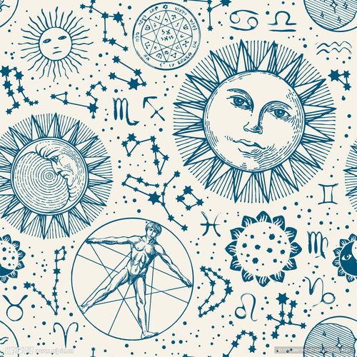 古典卡通手绘星座图案图片设计图宗教信仰