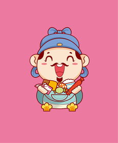卡通矢量插画吃货小财神临摹