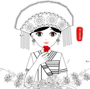 卡通美女素描