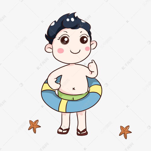 手绘卡通游泳的小男孩素材图片免费下载千库网