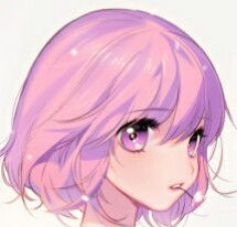 求一张动漫头像描述粉色系卷短发戴着粉色不确定眼镜