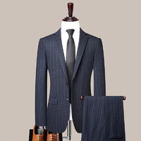 威可多男士西服vicutu威可多男西服套装上衣面料纯羊毛暗条纹商务外套多少钱