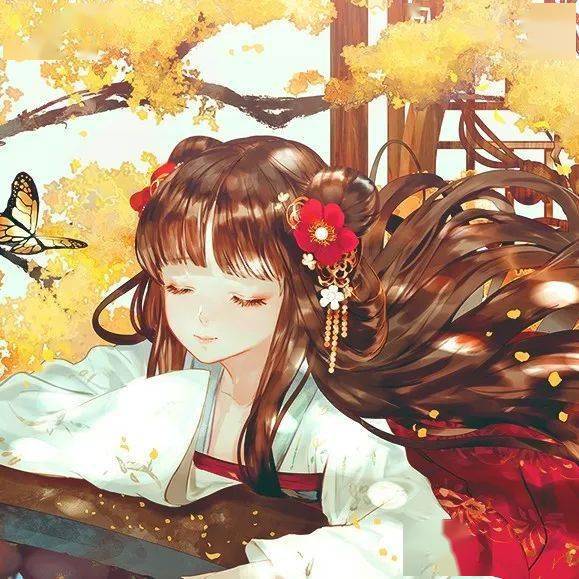 意境古风漫画女生头像芙蓉不及美人妆水殿风来珠翠香