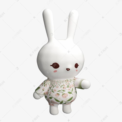 卡通c4d碎花衣服小兔子素材图片免费下载千库网