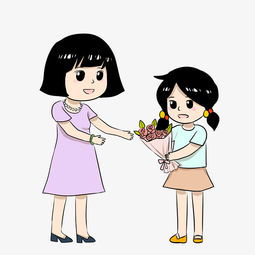 手绘女孩教师礼物花朵插画图片素材其他格式下载动漫人物大全