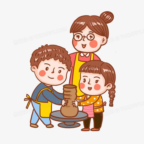 手绘卡通老师教学生做泥塑插画元素png图片素材免费下载教学png30003000像素
