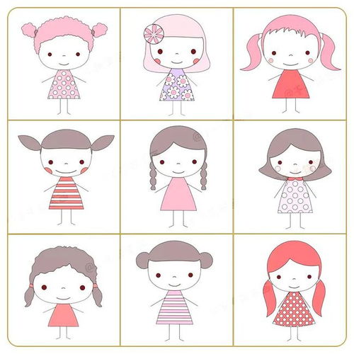手账必备超简单的80个卡通女孩头像插画素材