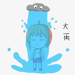 卡通小女孩雨天表情大雨图片素材其他格式下载卡通手绘边框大全