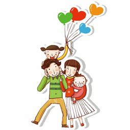 亲子卡通手绘卡通亲子照png素材90设计