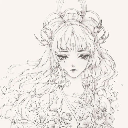 手绘动漫女孩头像线稿素材参考
