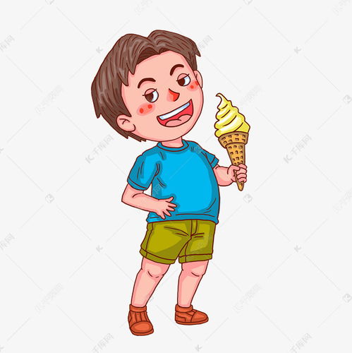 吃冰淇淋小男孩卡通人物素材图片免费下载千库网