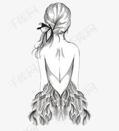 女孩的背影素材图片免费下载高清卡通手绘png千库网图片编号5826307