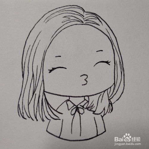 怎么画一个嘟嘟嘴亲亲的小女孩表情卡通简笔画