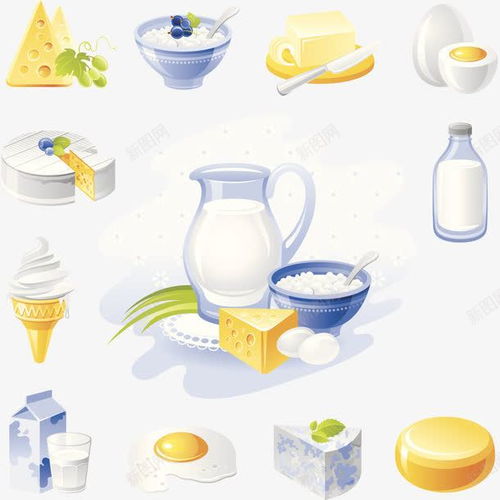 卡通牛奶瓶及各种早餐元素免抠png设计图片免费下载页面网页平面电商创意素材香蕉牛奶素材