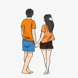 秋季出游情侣牵手旅游背影卡通插画图片素材其他格式下载动漫人物大全