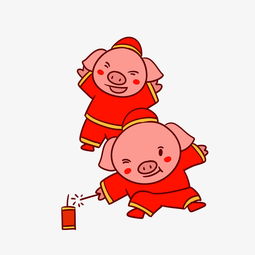 手绘矢量卡通猪年新年小猪放鞭炮图片素材其他格式下载动漫人物大全