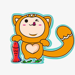 卡通插画儿童插画童话故事小猫吃鱼图片素材其他格式下载动漫人物大全