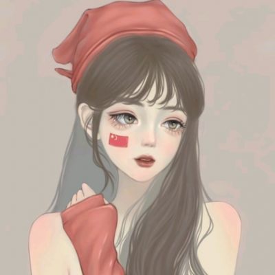 脸上贴国旗爱国一男一女动漫情侣头像图片