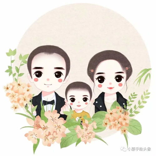 让人眼前一亮的全家福手绘头像,一家三口四口头像