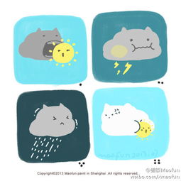 漫画猫咪雨天